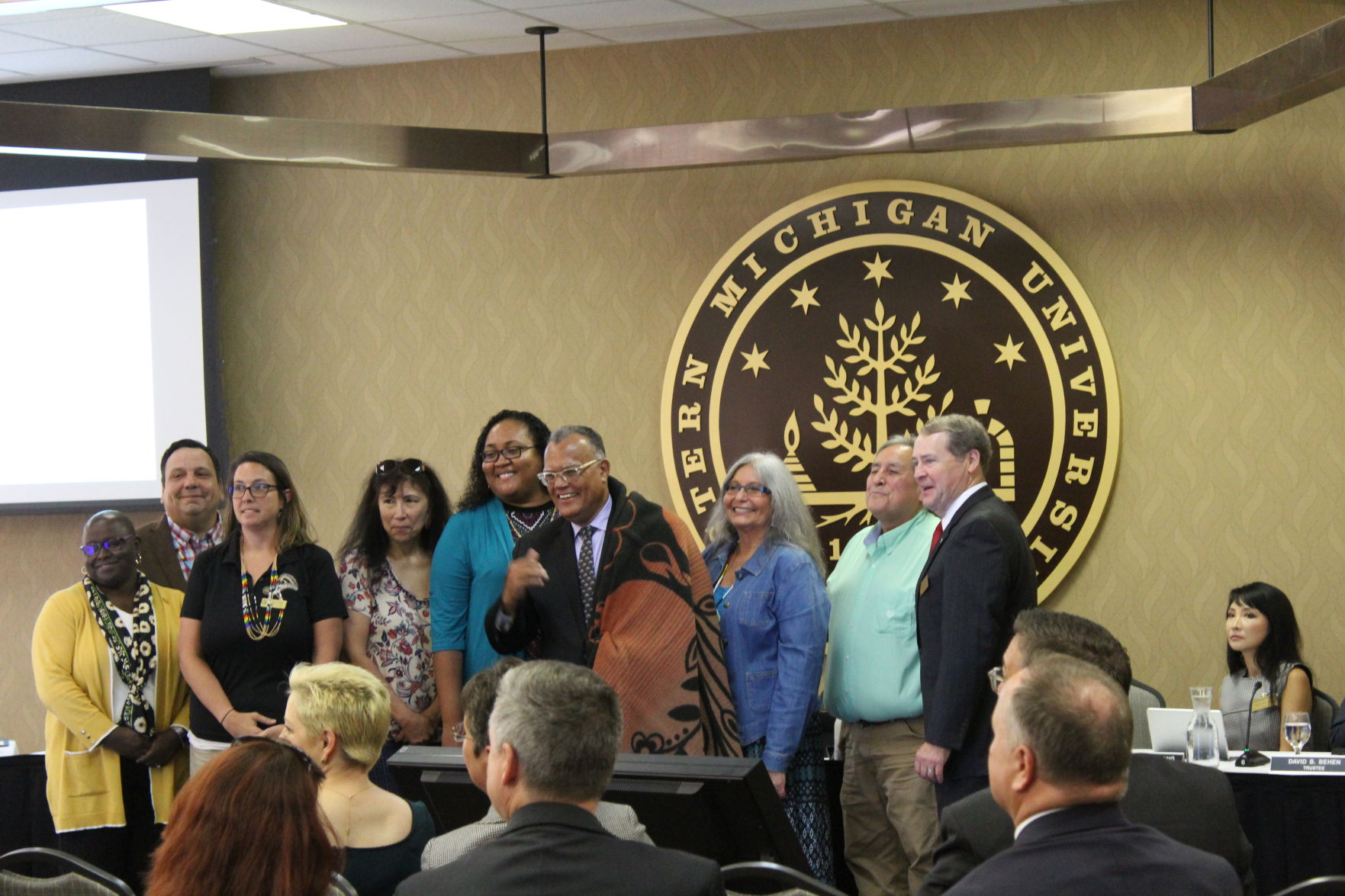 President Montgomery presented with blanket at Sept. 11 board meeting
